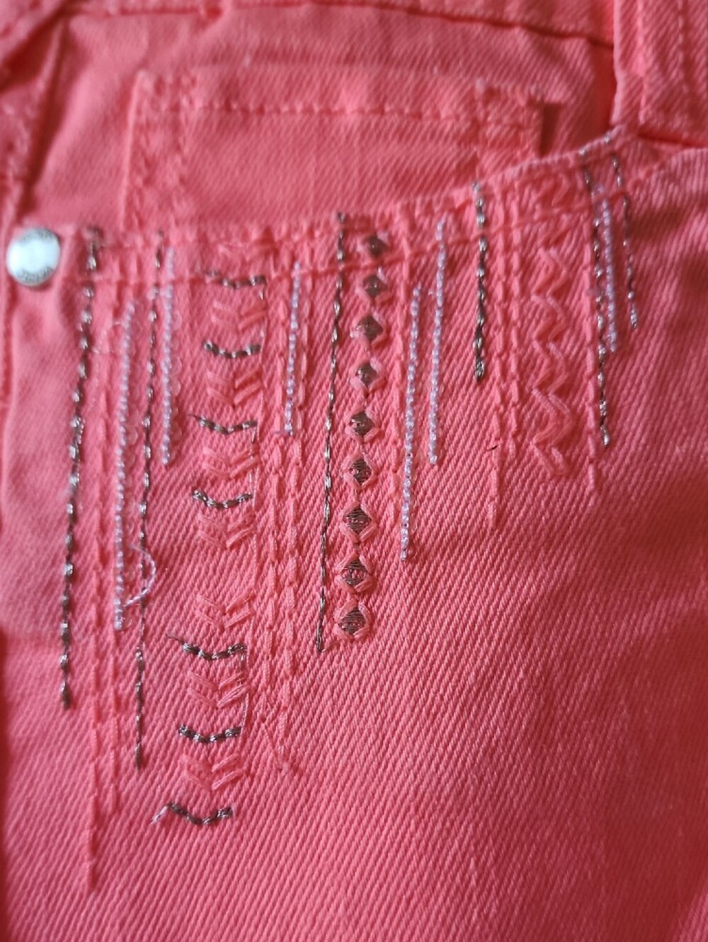 Vanity Coral Pink Denim Jean Shorts - Picture 6 of 8